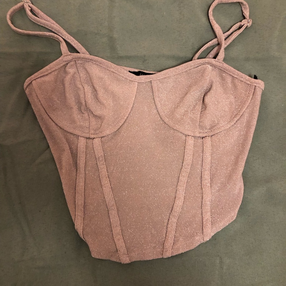 Forever 21 Glittery Light Pink Top